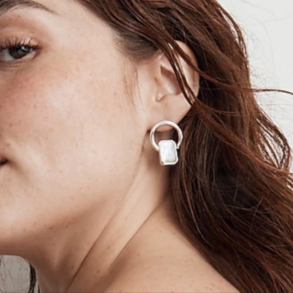 ❤️Madewell❤️Silver Inlaid Statement Door Knocker Earrings💥💥 - Picture 7 of 8